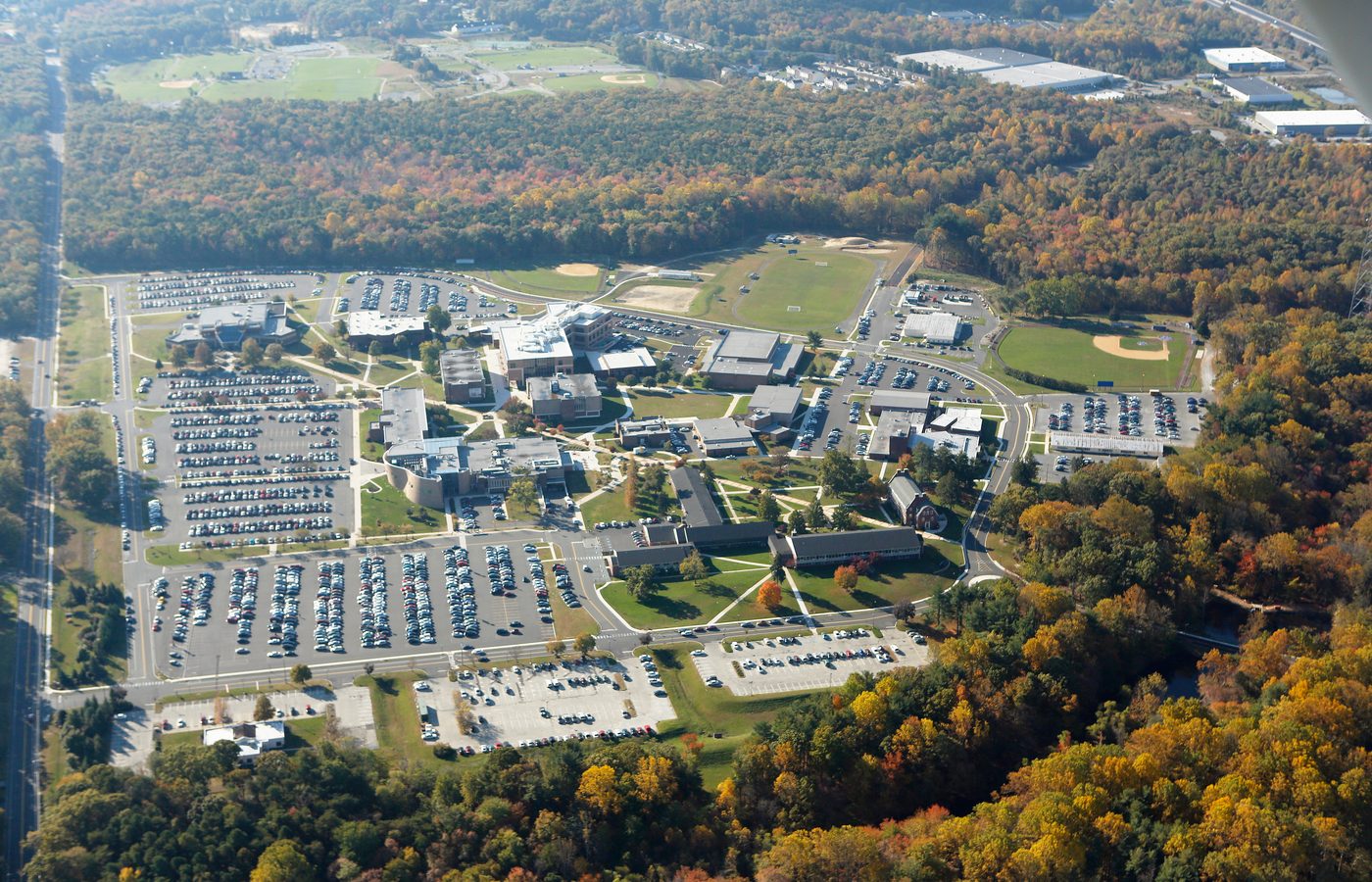 Aerial view of Camden County College in Blackwood, New Jersey