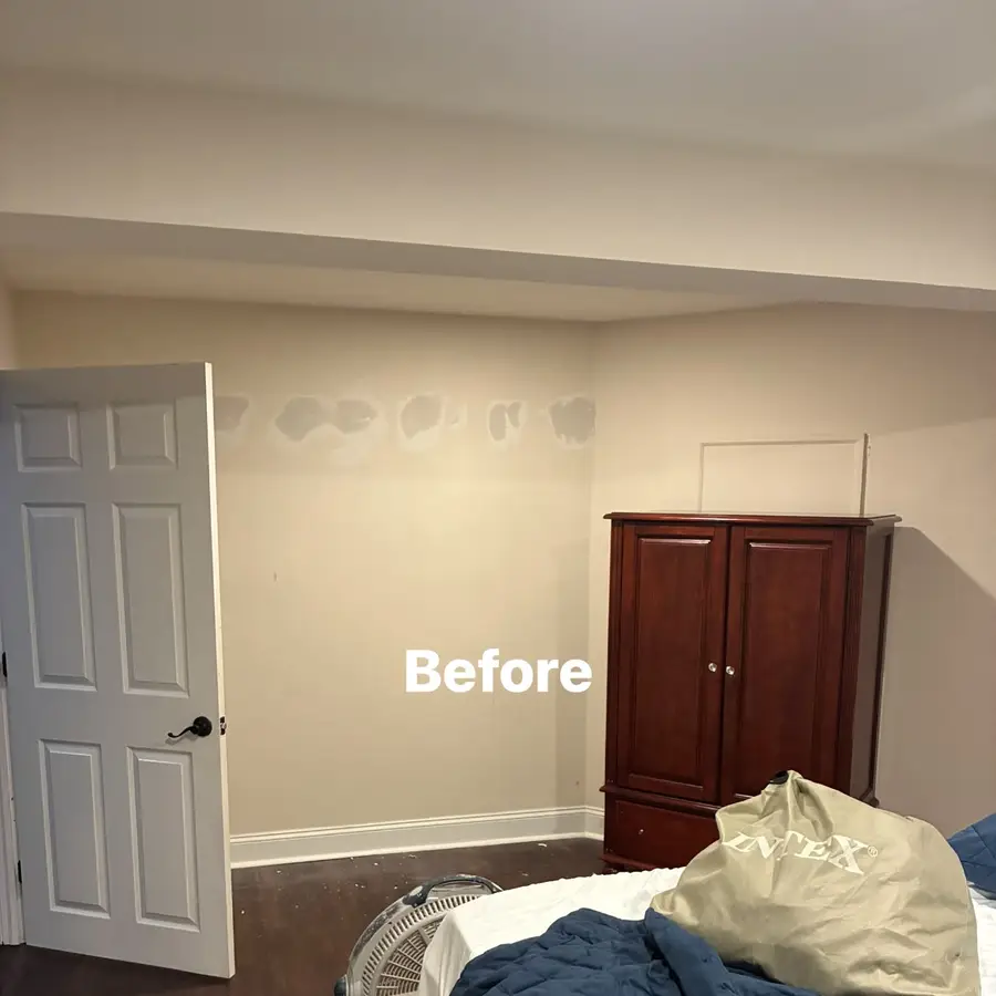 Real bedroom wall-patch preparation before painting by JM Painting Services