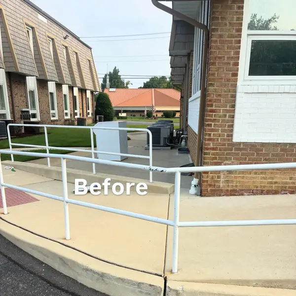 Before view of commercial accessibility railings in Berlin