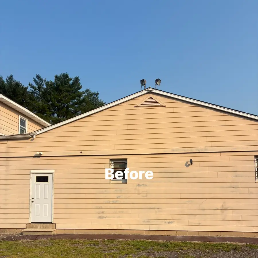 Before view of the rear wall of the Franklinville church