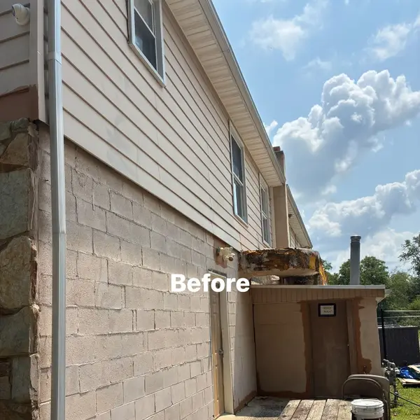 Close before view of worn church siding in Franklinville