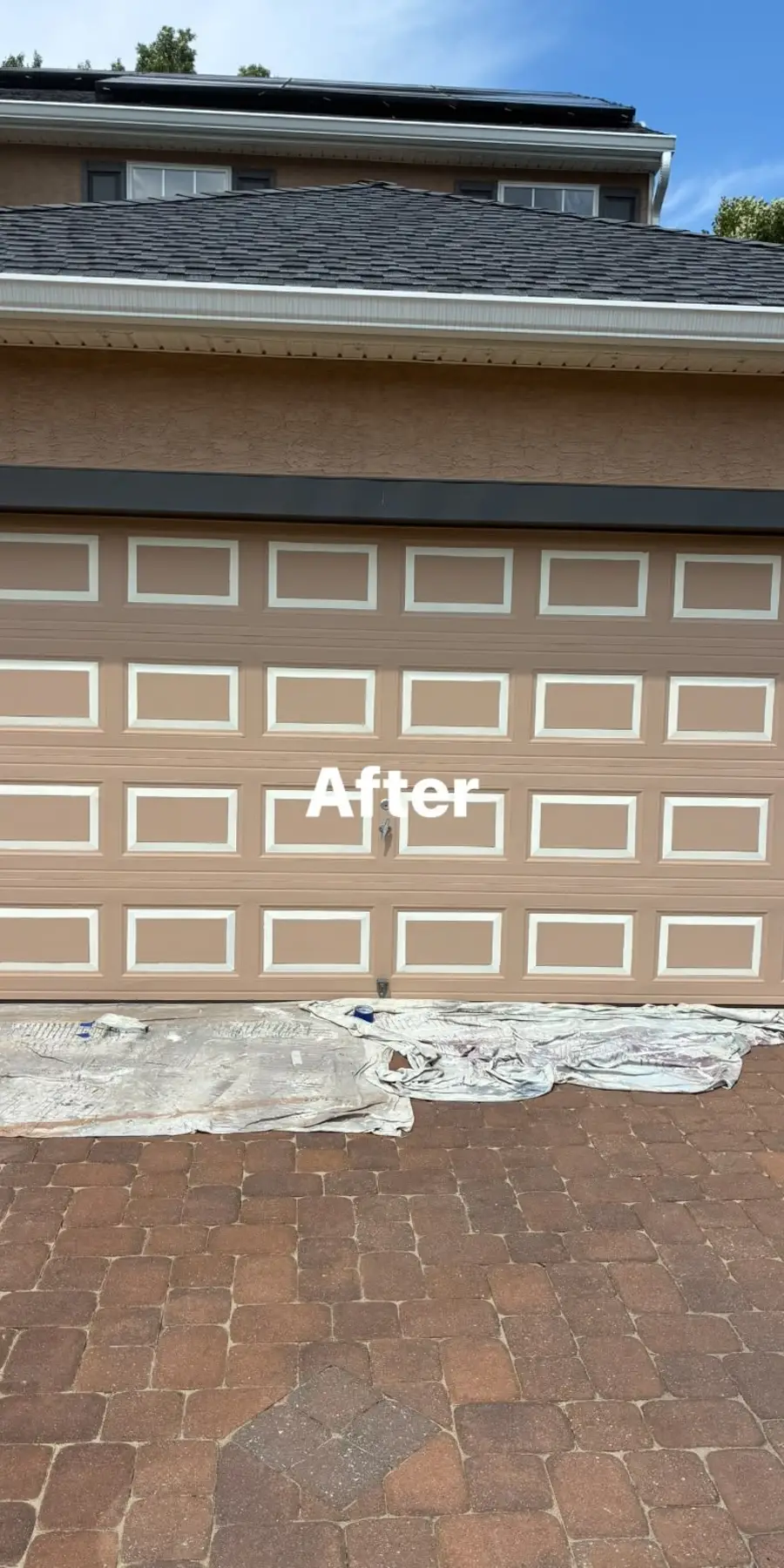 Completed two-tone garage-door painting project by JM Painting Services in Williamstown, New Jersey
