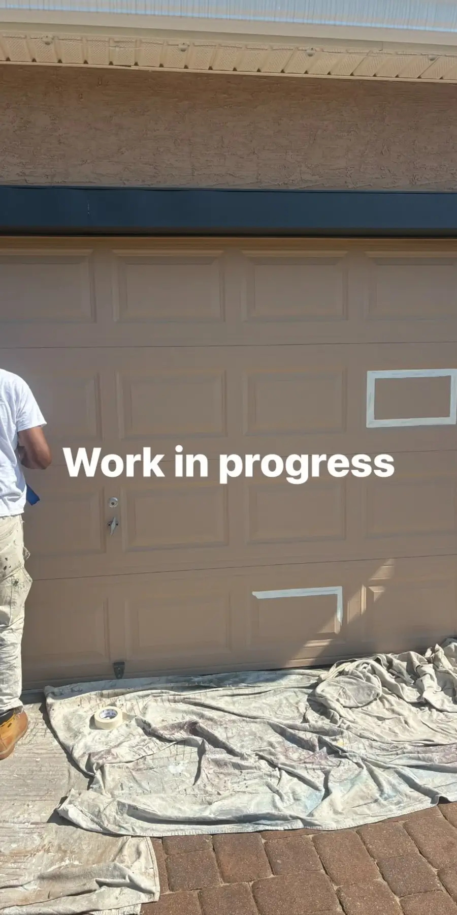 Garage door painting in progress in Williamstown New Jersey