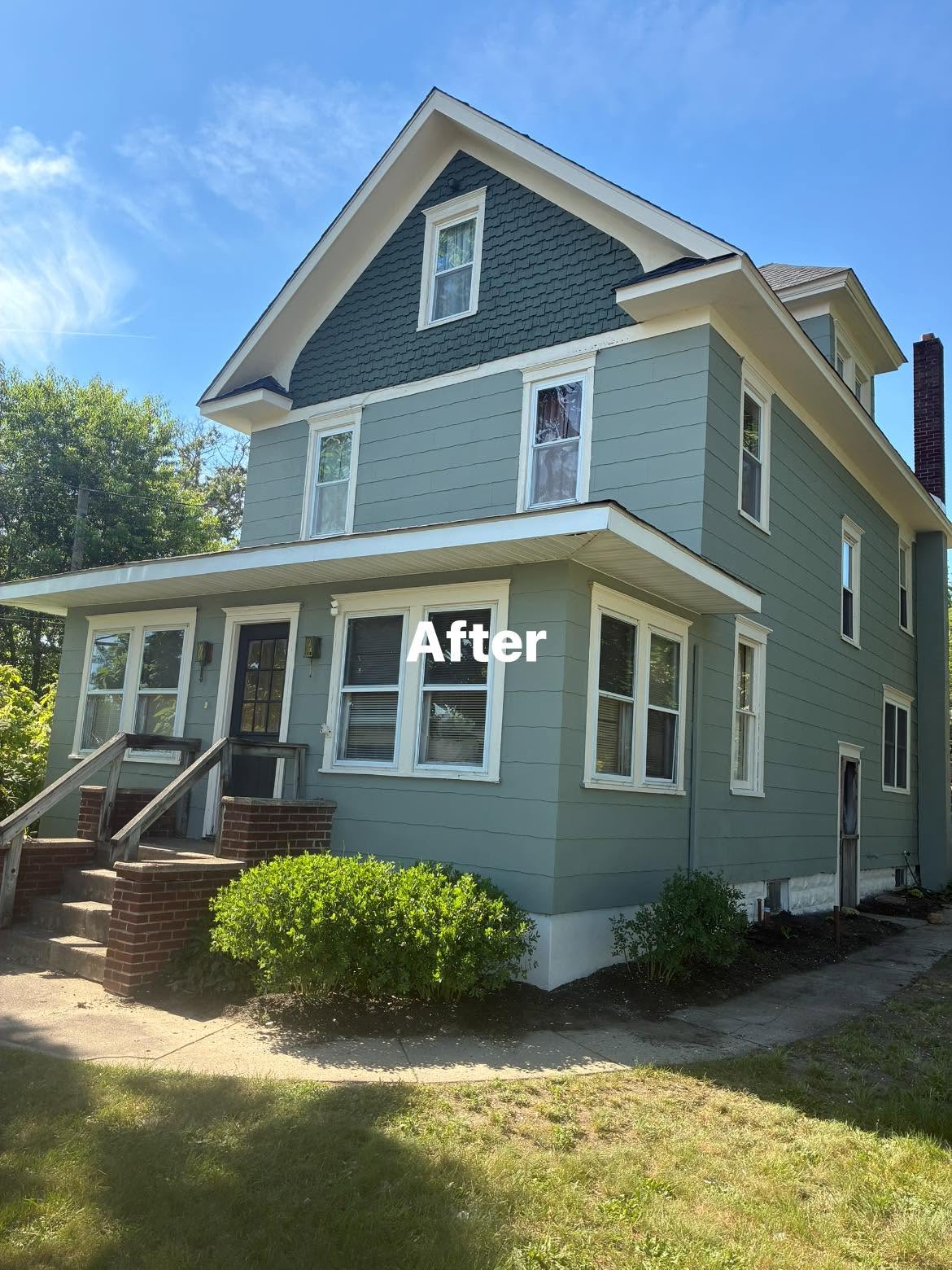 Completed multi-story residential exterior painting project by JM Painting Services in South Jersey